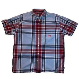 Vintage Tommy Jeans Plaid Short Sleeve Button Up with Pocket Large
